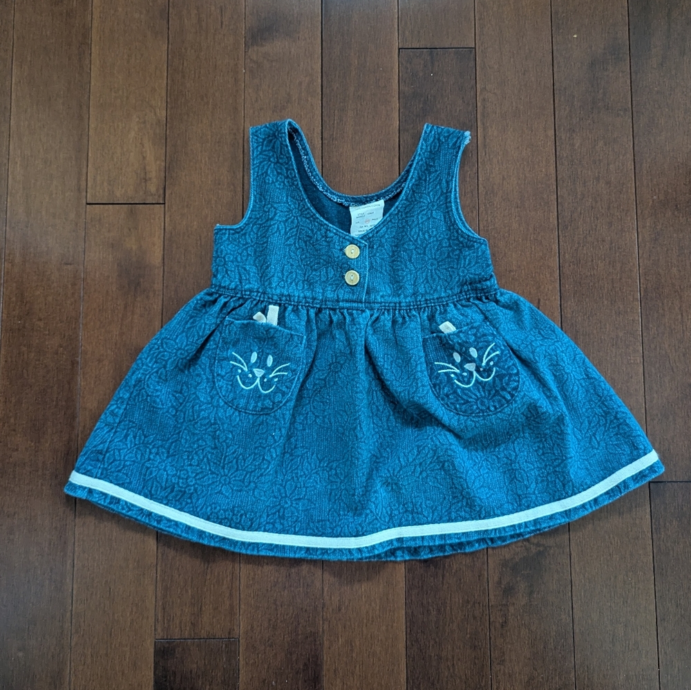 4/$25 KIDS DENIM CAT DETAIL VINTAGE DRESS